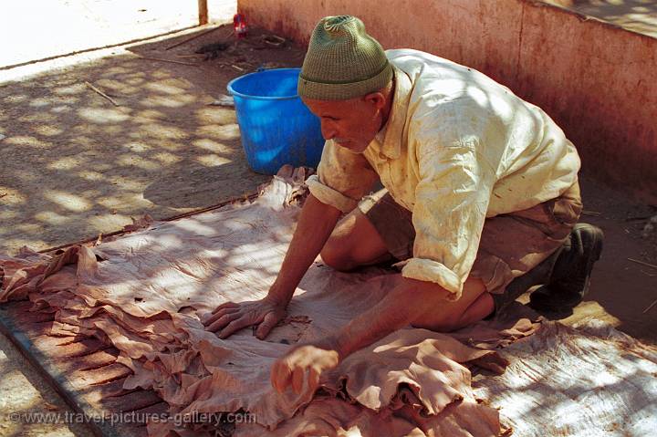 Pictures of Morocco -  tanner at work, Taroudannt