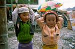 little boy and girl at Barkhor Bazaar, Lhasa, Tibet
