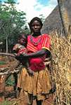 Konso village, woman with child