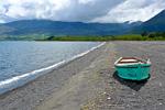 Lake Villarrica, volcanic sand beach