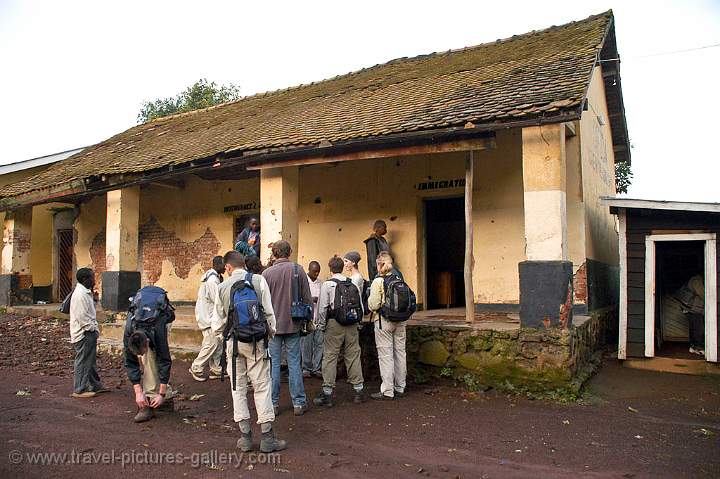 the customs house, crossing the border with Uganda