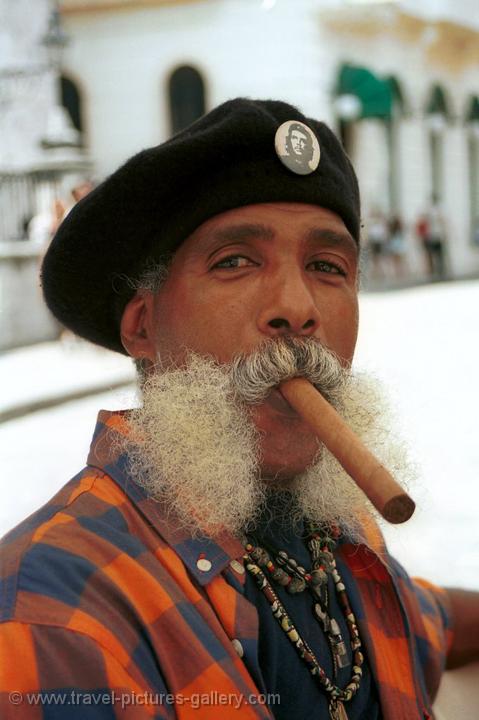 man with a cigar and a Che button