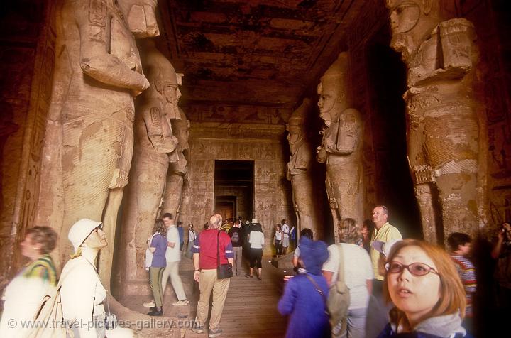 tourists inside the Temple of Ramses II