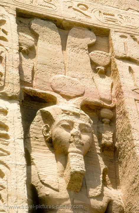 Pharaoh statue at the Small Temple of Hathor and Nefertari