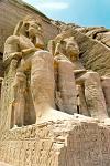 giant statues at the Temple of Ramses II
