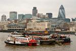 River Thames, boats and financial district buildings