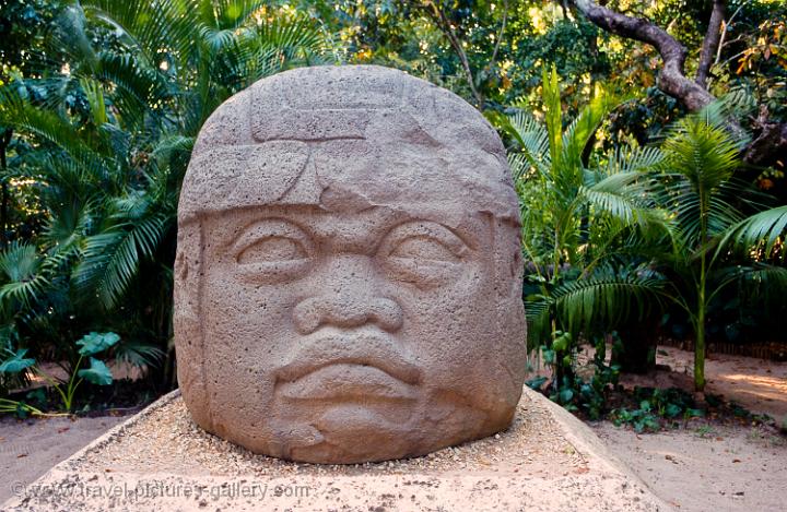 Pictures of Mexico - villahermosa-0001 - Olmec head, Parque Museo La Venta