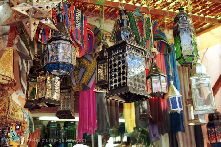 Pictures of Morocco -  lamps in the Marrakech Souk