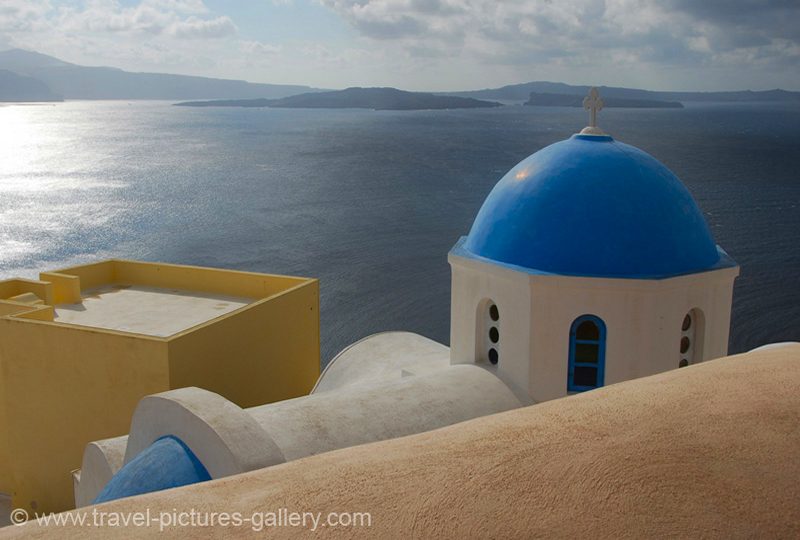 Greece - Santorini - blue domed church, Oia
