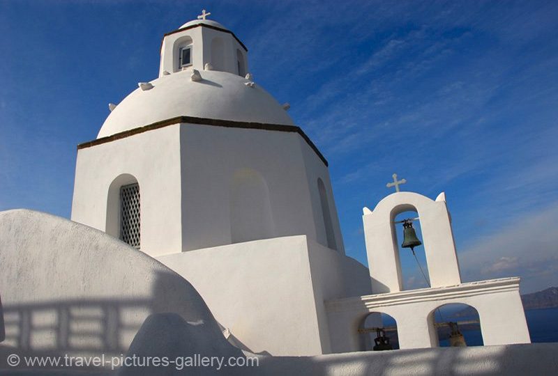 Greece - Santorini -whitewashed Greek Orthodox church, Fira
