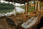 relaxing in a lodge on the Gambia River