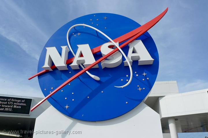the NASA logo at the entrance