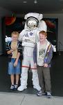 posing with an astronaut