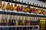 vintage guitars in a Lower Broadway store