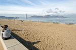the beach near Crissy Field, Golden Gate Bridge views